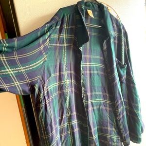 Beautiful blue and green plaid button up shirt
